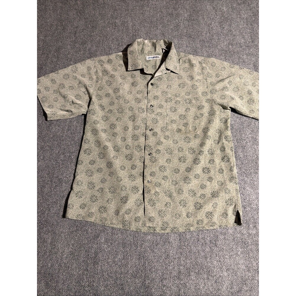 Vintage Canyon River Blues Loop Collar Shirt Mens Medium Green Button Front SS